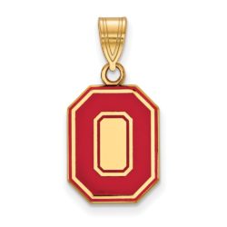 14k Gold Plated Silver Ohio State Medium Enamel 'O' Pendant