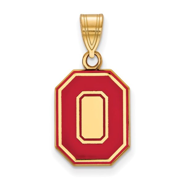 14k Gold Plated Silver Ohio State Medium Enamel 'O' Pendant