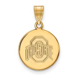 14k Gold Plated Silver Ohio State Medium Logo Disc Pendant