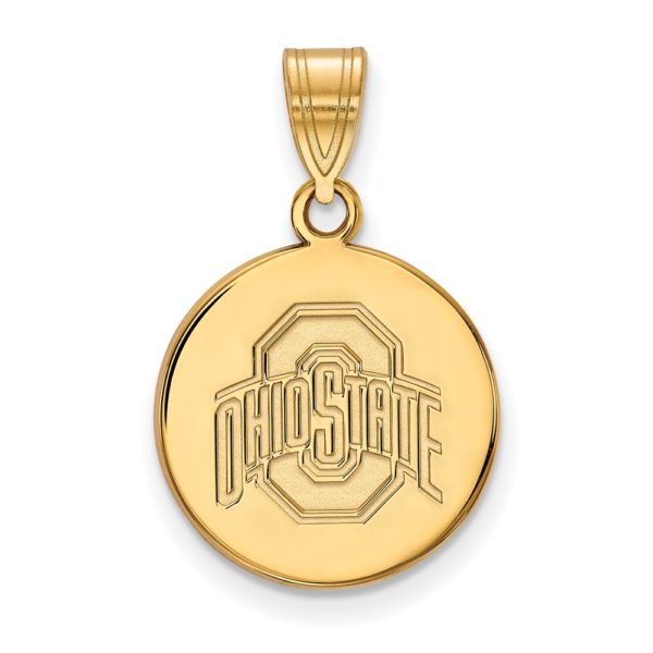 14k Gold Plated Silver Ohio State Medium Logo Disc Pendant