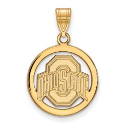 14k Gold Plated Silver Ohio State Small Circle Pendant