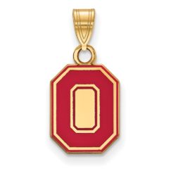 14k Gold Plated Silver Ohio State Small Enamel 'O' Pendant