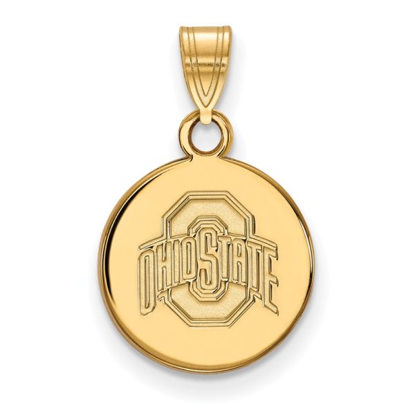 14k Gold Plated Silver Ohio State Small Logo Disc Pendant