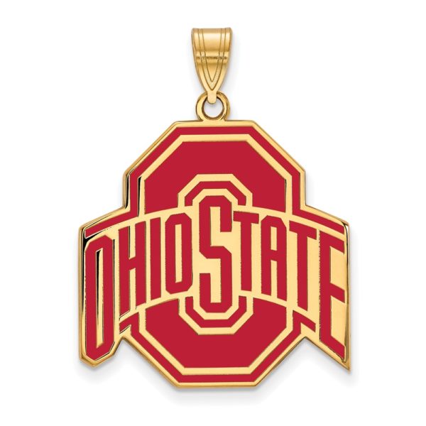 14k Gold Plated Silver Ohio State XL Enamel Pendant