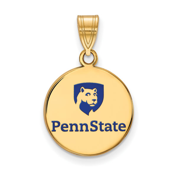 14k Gold Plated Silver Penn State Medium Enamel Disc Pendant