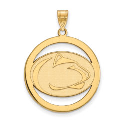 14k Gold Plated Silver Penn State XL Circle Pendant