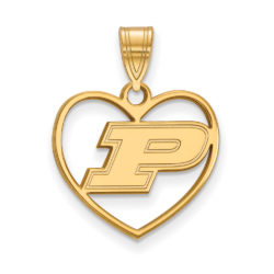 14k Gold Plated Silver Purdue Initial P Heart Pendant