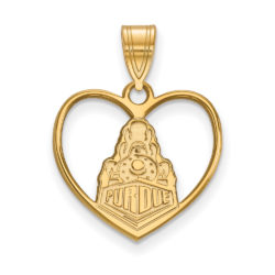 14k Gold Plated Silver Purdue Logo Heart Pendant