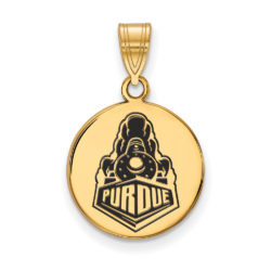 14k Gold Plated Silver Purdue Medium Enamel Logo Disc Pendant