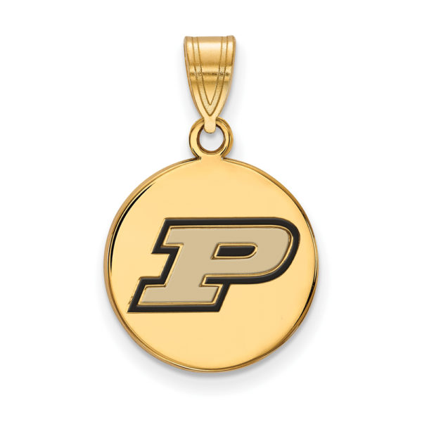 14k Gold Plated Silver Purdue Medium Enamel 'P' Disc Pendant