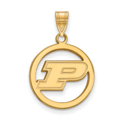 14k Gold Plated Silver Purdue Small Initial P Circle Pendant