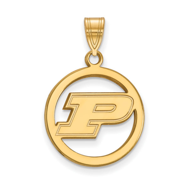 14k Gold Plated Silver Purdue Small Initial P Circle Pendant