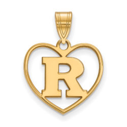 14k Gold Plated Silver Rutgers Initial R Heart Pendant