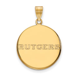 14k Gold Plated Silver Rutgers Large Script Disc Pendant