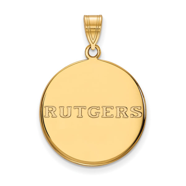 14k Gold Plated Silver Rutgers Large Script Disc Pendant