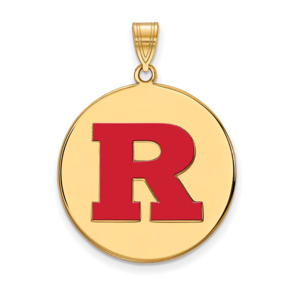 14k Gold Plated Silver Rutgers XL Enamel 'R' Disc Pendant