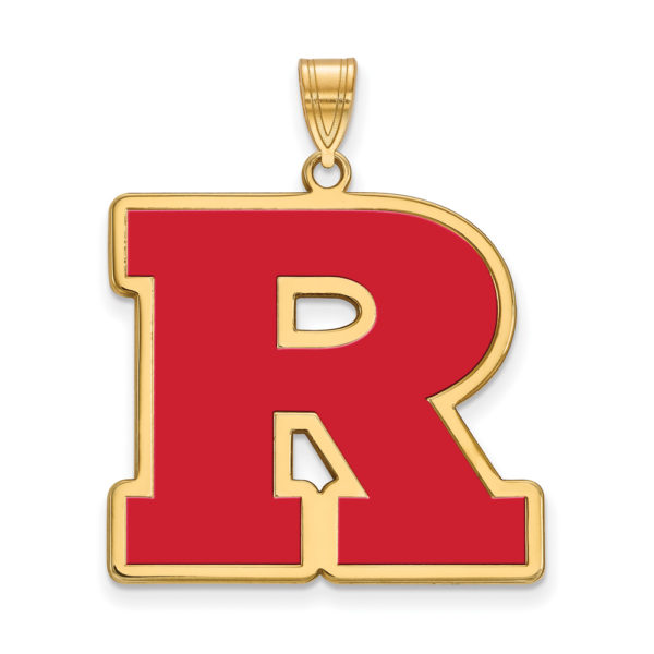 14k Gold Plated Silver Rutgers XL Enamel 'R' Pendant