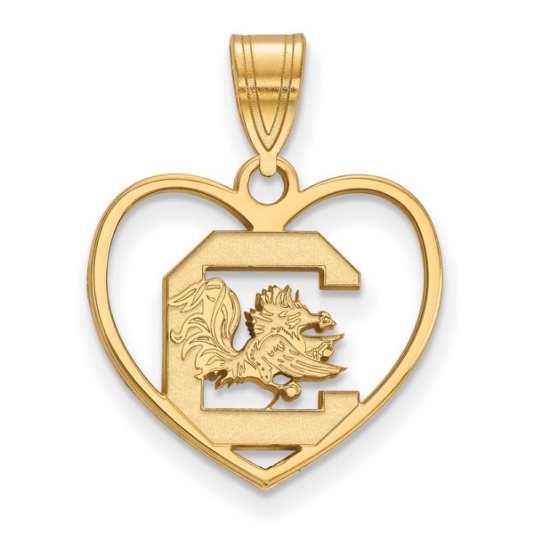 14k Gold Plated Silver South Carolina Heart Logo Pendant