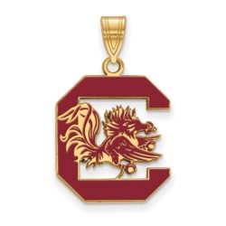 14k Gold Plated Silver South Carolina Large Red Enamel Pendant