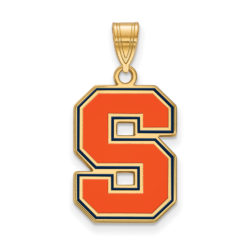 14k Gold Plated Silver Syracuse U. Large Enamel Pendant