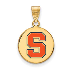 14k Gold Plated Silver Syracuse U. Medium Enamel Disc Pendant