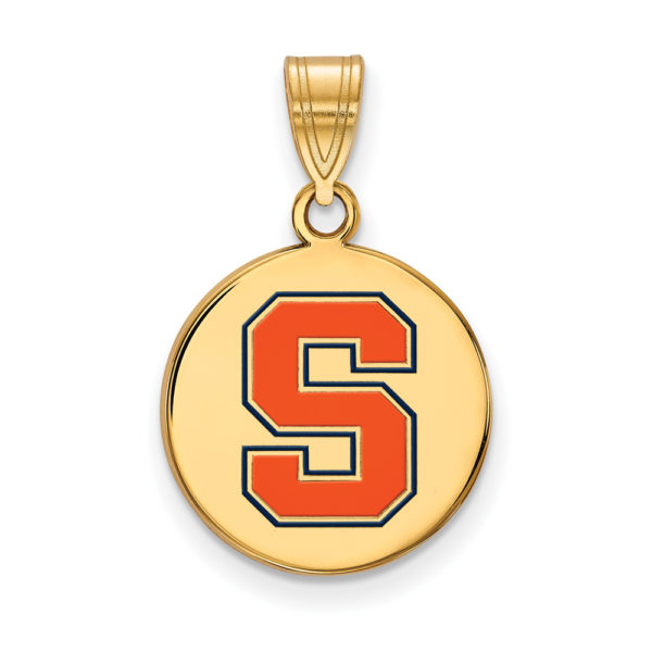 14k Gold Plated Silver Syracuse U. Medium Enamel Disc Pendant