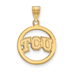 14k Gold Plated Silver Texas Christian U. Small Circle Pendant