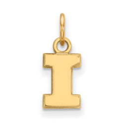 14k Gold Plated Silver U of Illinois XS (Tiny) Initial I Charm Pendant