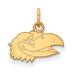 14k Gold Plated Silver U of Kansas XS(Tiny) Right Profile Mascot Charm