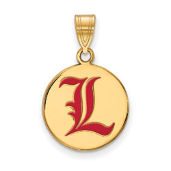 14k Gold Plated Silver U of Louisville Medium Enamel Disc Pendant