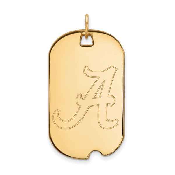 14k Gold Plated Silver U. of Alabama Large Initial A Dog Tag Pendant