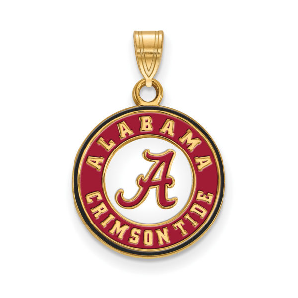 14k Gold Plated Silver U. of Alabama Small Enamel Disc Pendant