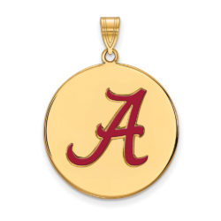 14k Gold Plated Silver U. of Alabama XL Enamel Disc Pendant