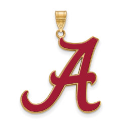 14k Gold Plated Silver U. of Alabama XL Enamel Pendant