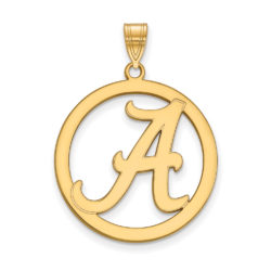 14k Gold Plated Silver U. of Alabama XL Initial A Circle Pendant