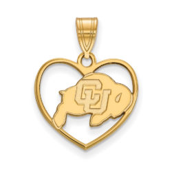 14k Gold Plated Silver U. of Colorado Heart Pendant