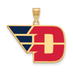 14k Gold Plated Silver U. of Dayton Large Enamel Pendant