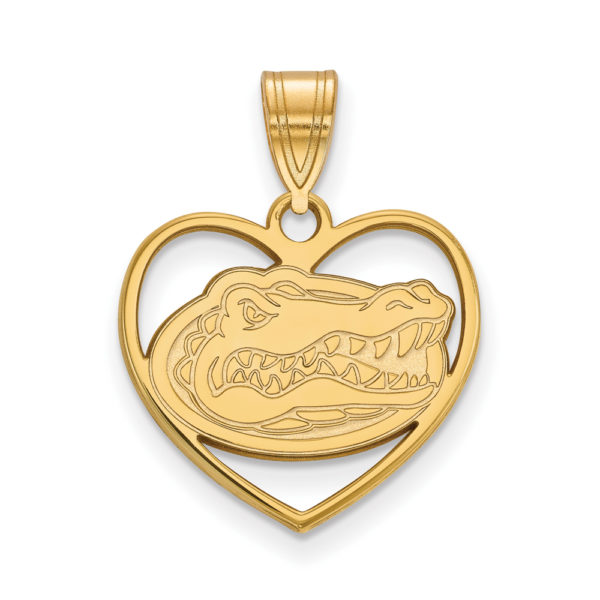 14k Gold Plated Silver U. of Florida Heart Pendant