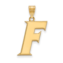 14k Gold Plated Silver U. of Florida Large Initial F Pendant