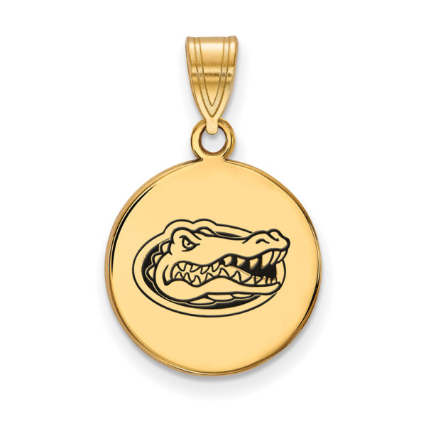 14k Gold Plated Silver U. of Florida Md Enamel Logo Disc Pendant