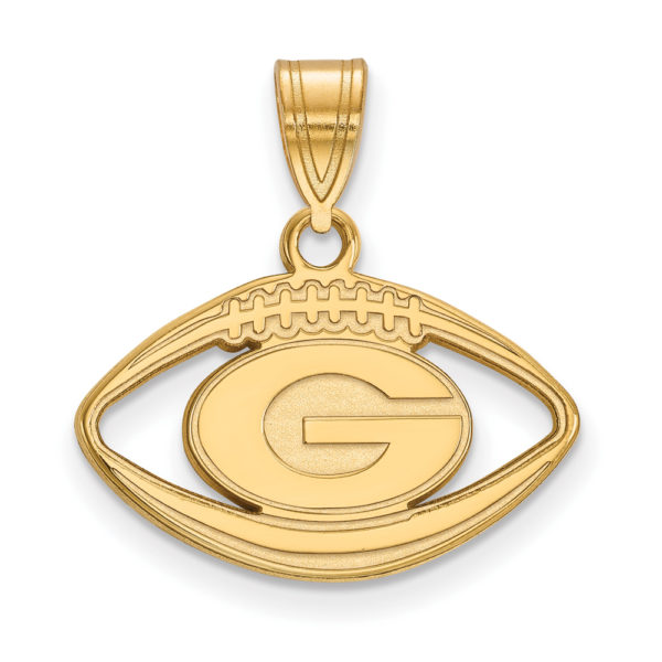 14k Gold Plated Silver U. of Georgia Football Pendant