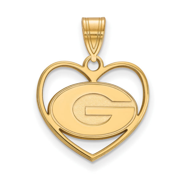 14k Gold Plated Silver U. of Georgia 'G' Heart Pendant