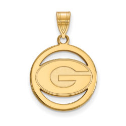 14k Gold Plated Silver U. of Georgia Small 'G' Circle Pendant