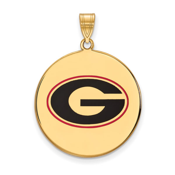 14k Gold Plated Silver U. of Georgia XL Enameled Pendant