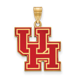 14k Gold Plated Silver U. of Houston Large Enamel 'UH' Pendant