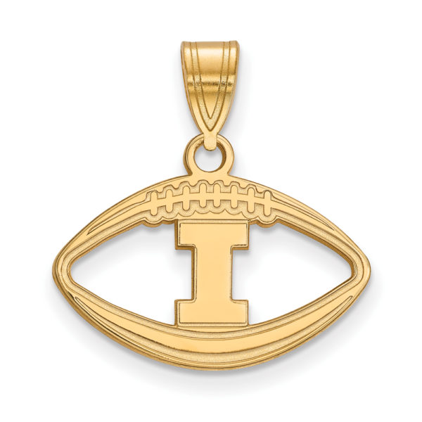 14k Gold Plated Silver U. of Illinois Football Pendant