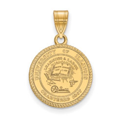 14k Gold Plated Silver U. of Illinois Medium Crest Pendant