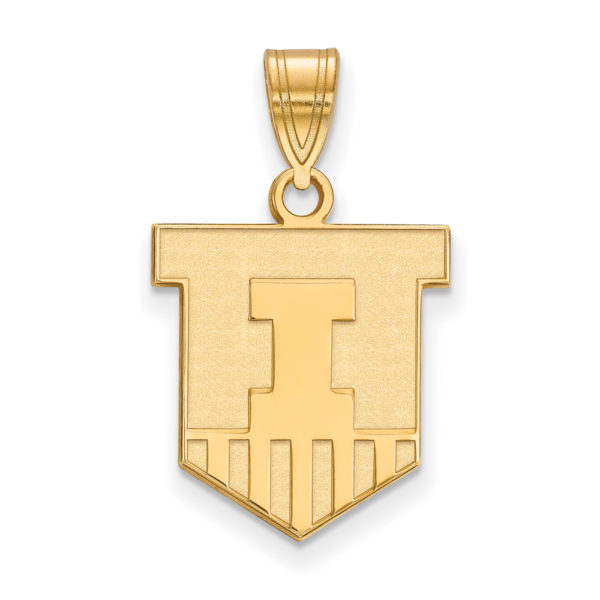 14k Gold Plated Silver U. of Illinois Medium Shield Pendant