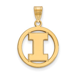 14k Gold Plated Silver U. of Illinois Small Initial I Circle Pendant