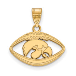 14k Gold Plated Silver U. of Iowa Football Pendant